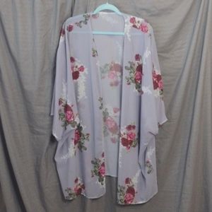 Relipop women's Sheer Chiffon Blouse Loose Tops Kimono Floral Print Cardigan